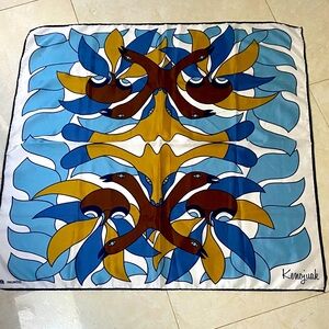INUNOO Scarf Kenojuak Askevak Inuit Artist Design Signed 34 X 34 vintage